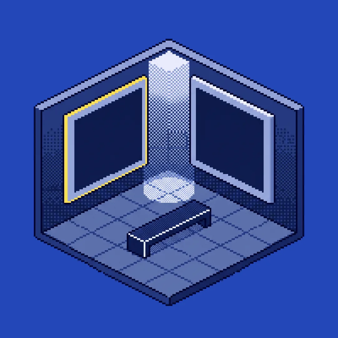 Pixel-art — a quiet gallery of color-field canvases