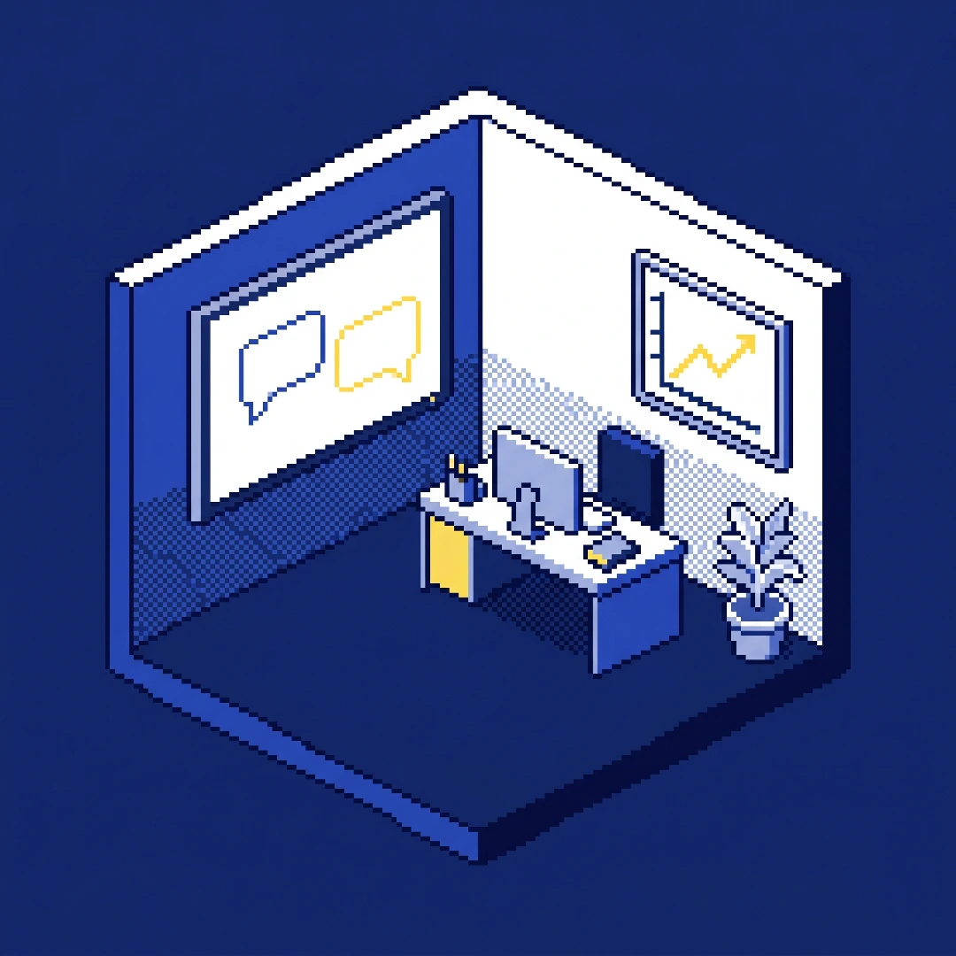 Pixel-art of a coaching office