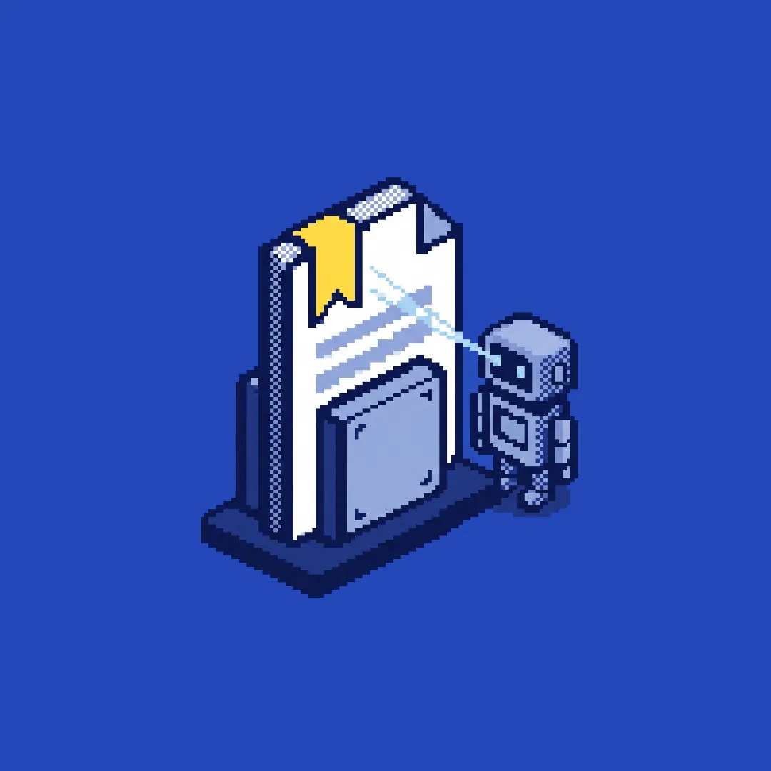 Pixel-art — a standing document an AI robot reads automatically