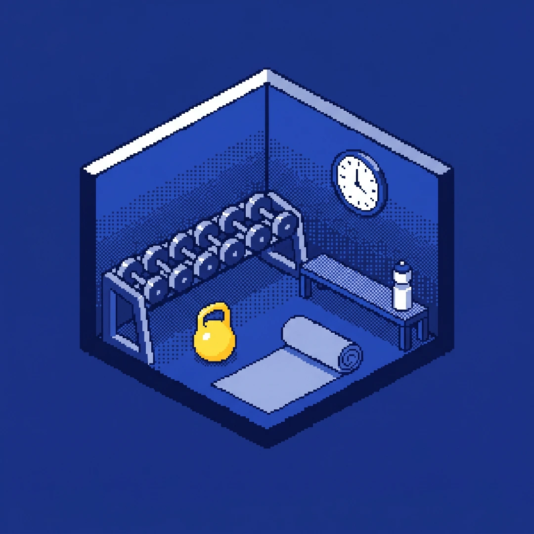 Pixel-art of a fitness studio