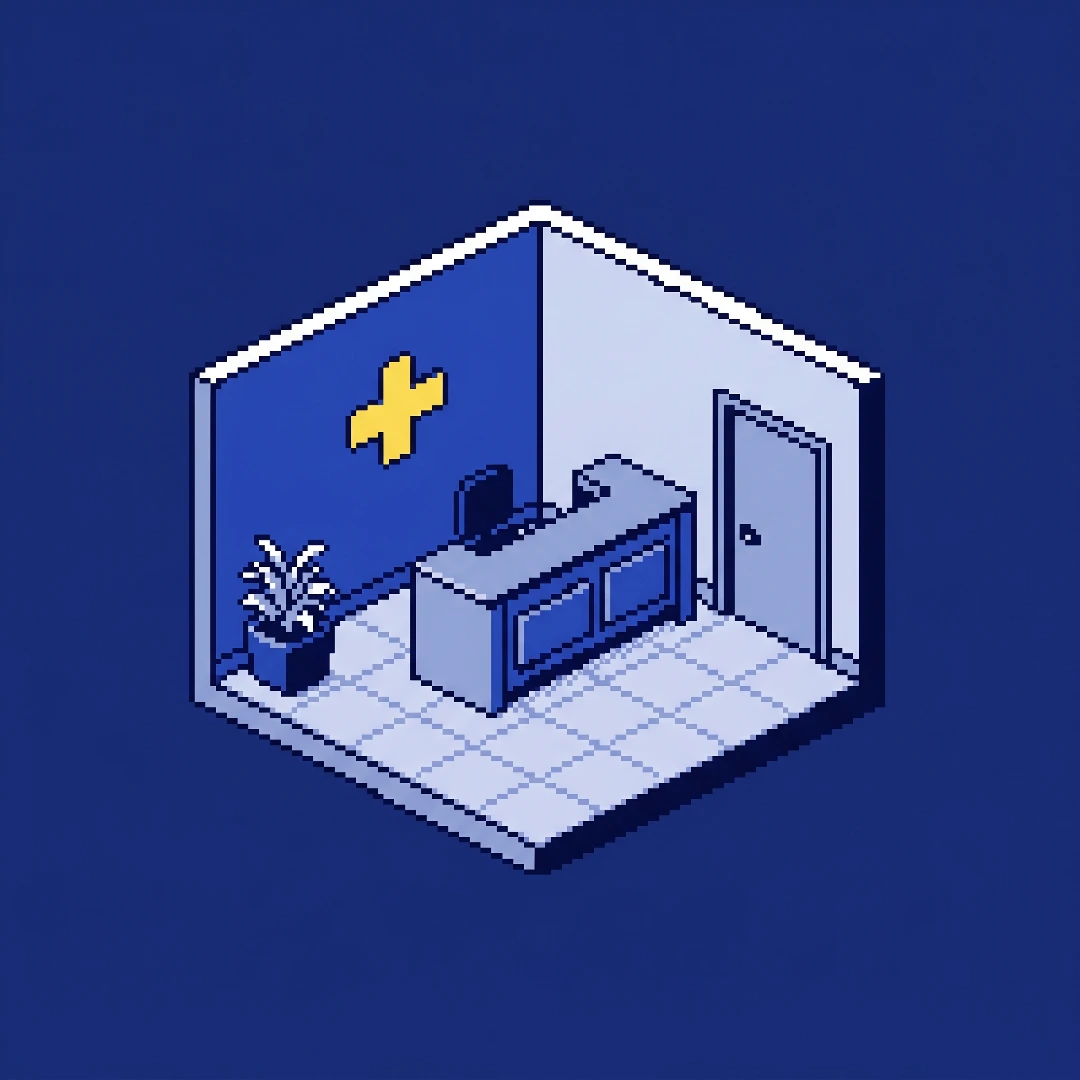 Pixel-art of a medical practice reception