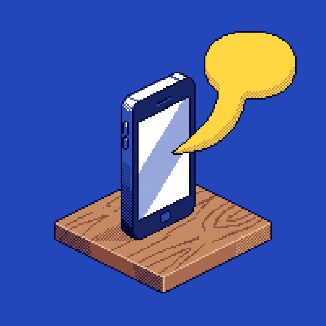 Pixel-art — a phone with a banana speech bubble, an idea captured in one tap