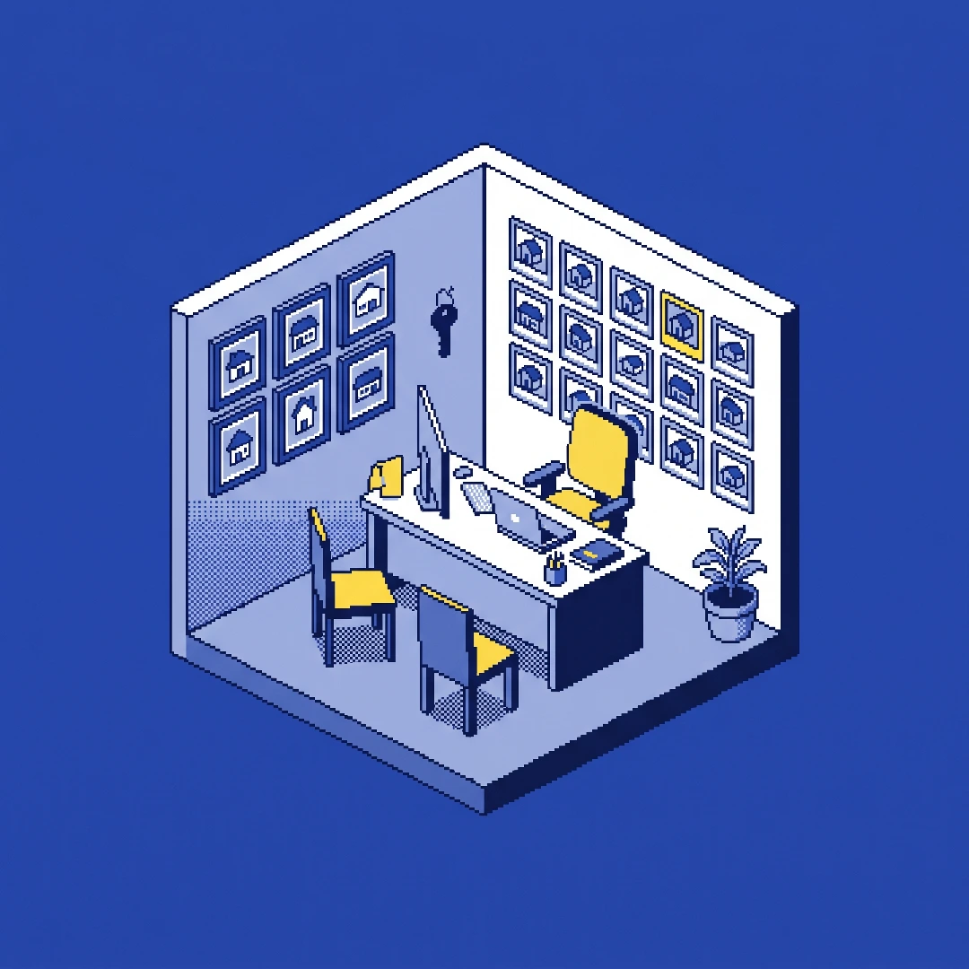 Pixel-art of a real estate office